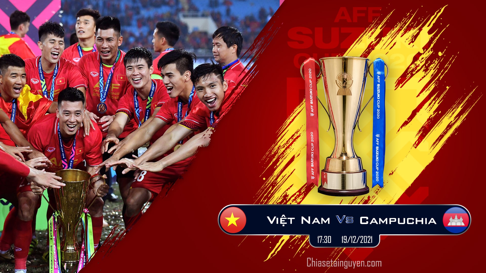 Banner cổ vũ và lịch thi đấu AFF Cup 2020 đội tuyển Việt Nam