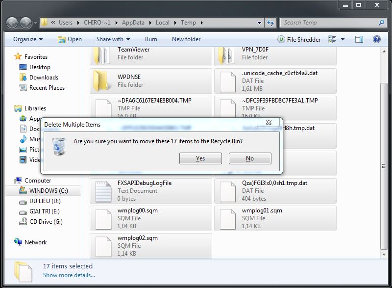 Hướng dẫn cách xóa một số file rác trên hệ điều hành Windows