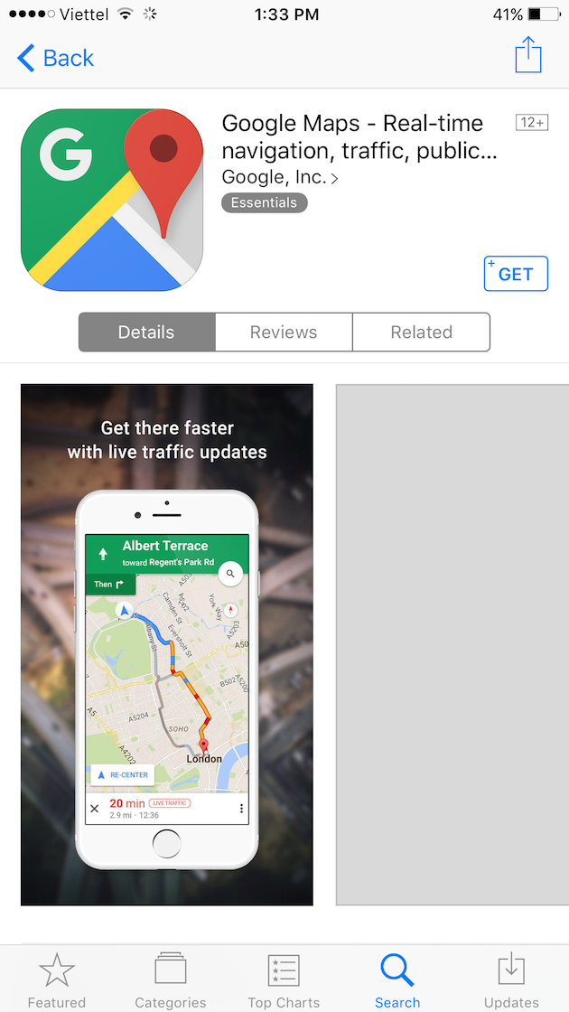 Đã có thể tải Google Maps chính thức từ Appstore Việt Nam