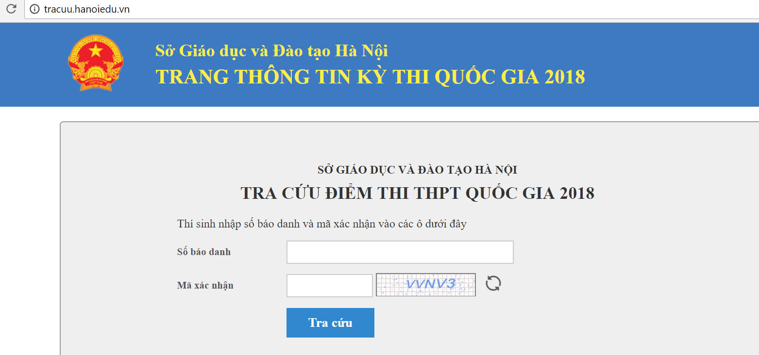 Cách tra cứu điểm thi THPT Quốc Gia 2018 cho thí sinh tại Hà Nội nhanh và chính xác nhất
