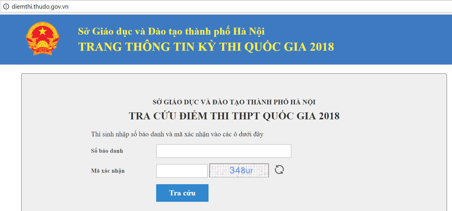 Cách tra cứu điểm thi THPT Quốc Gia 2018 cho thí sinh tại Hà Nội nhanh và chính xác nhất