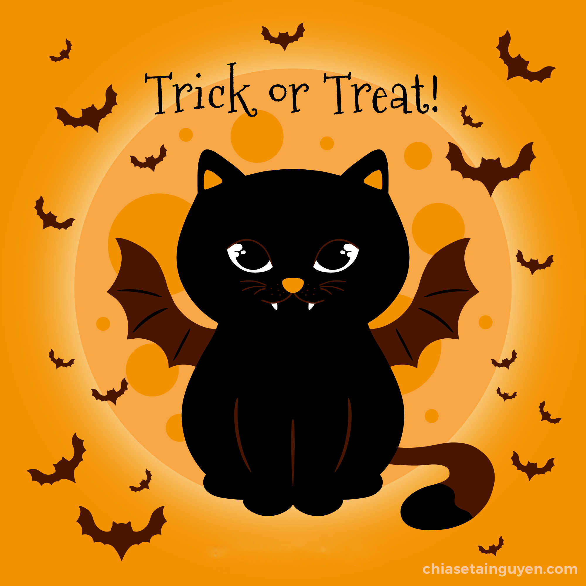 Chia sẻ Vector Halloween, hình nền Halloween mèo đen dễ thương nhất 