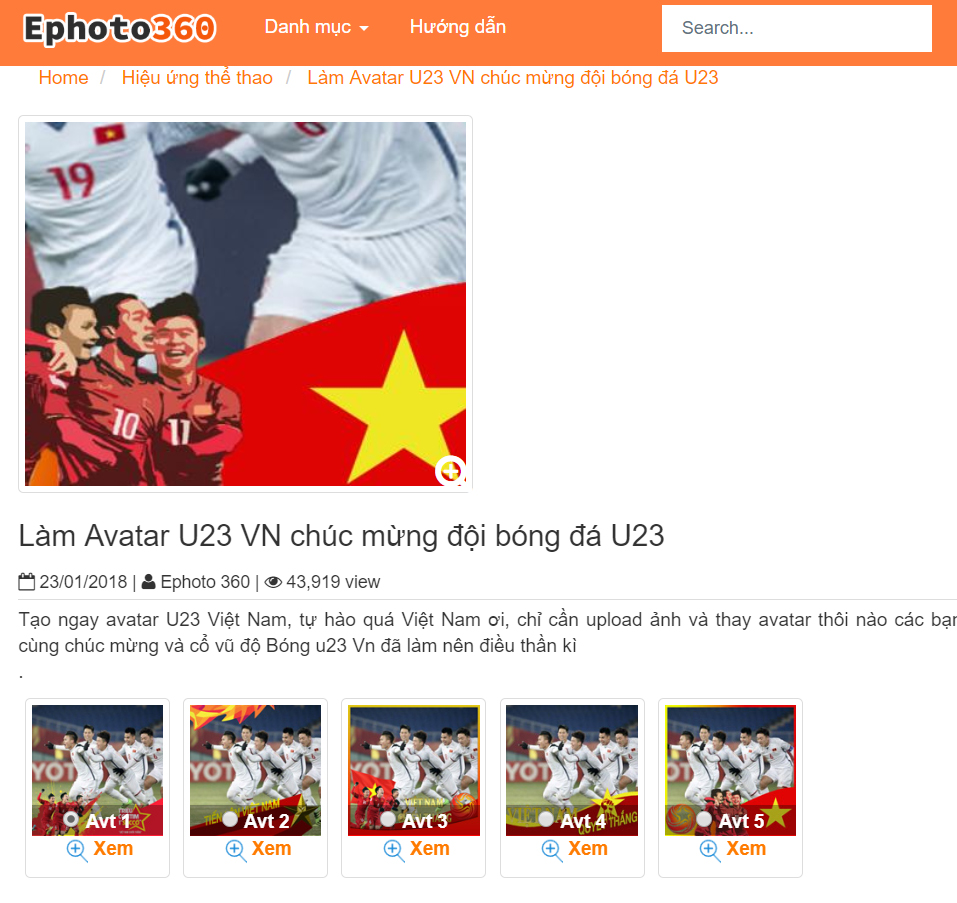Hướng dẫn tạo cover avatar cổ vũ đội tuyển U23 Việt Nam đầy ấn tượng
