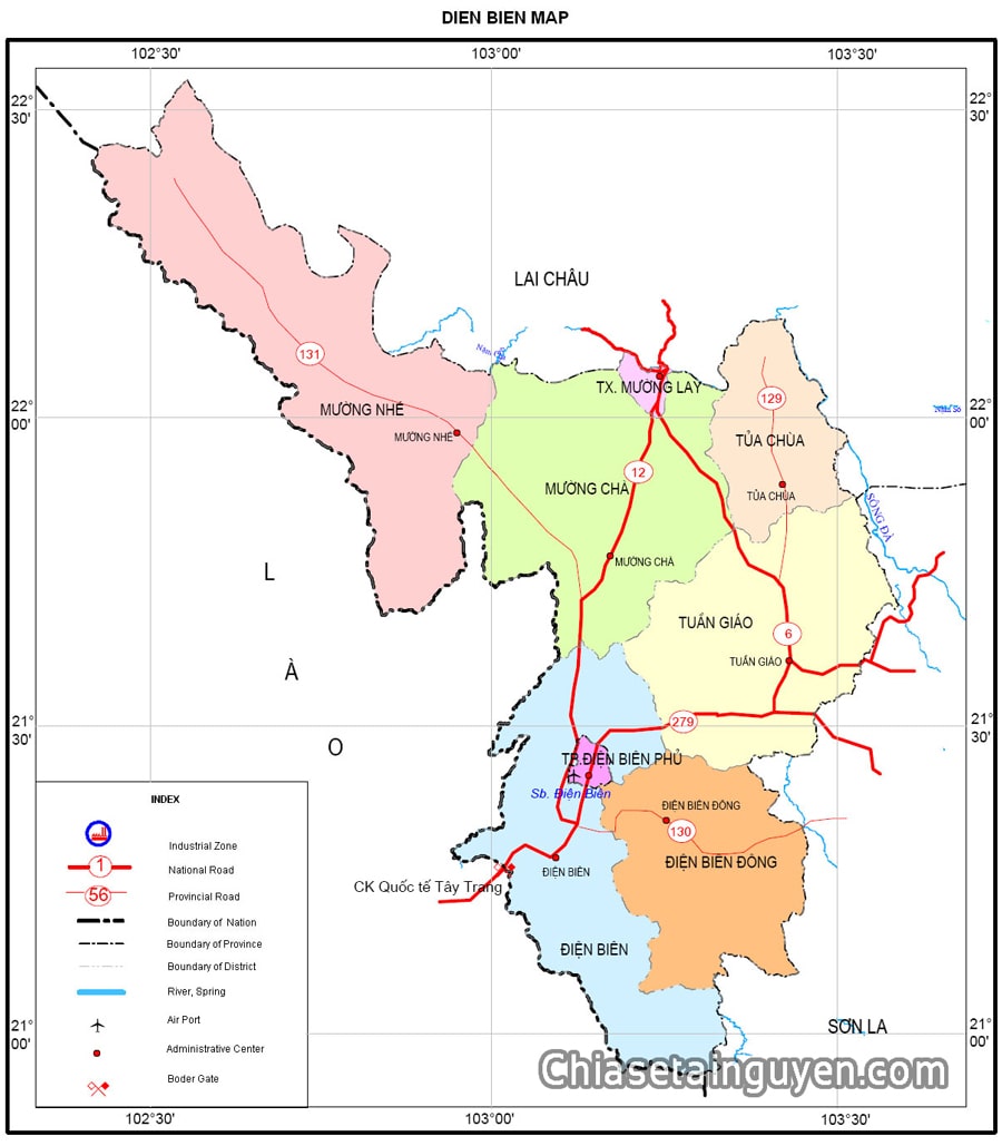 Bản đồ hành chính tỉnh Điện Biên