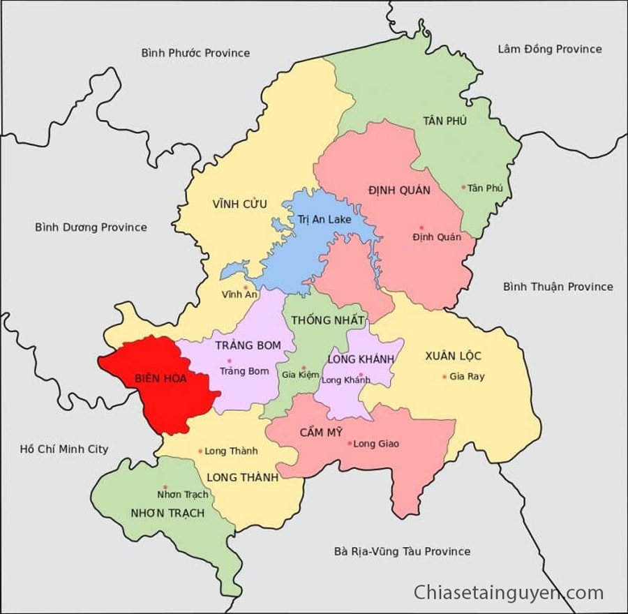 bản đồ huyện, thành phố tỉnh Đồng Nai