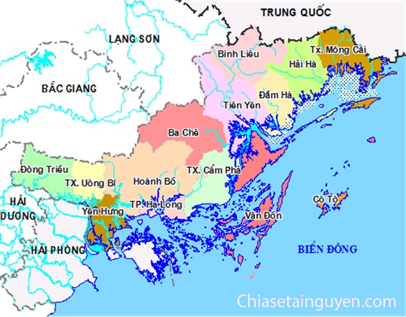 Bản đồ huyện, thành phố tỉnh Quảng Ninh