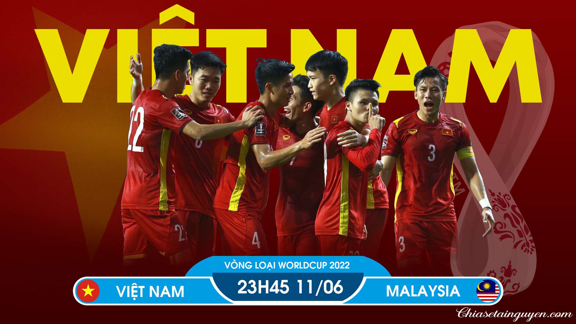 Banner cổ vũ bóng đá Việt Nam vượt qua vòng loại World Cup 2022