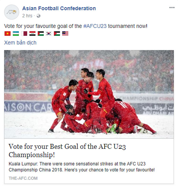 Cách bình chọn cho bàn thắng đẹp nhất của giải đấu U23 châu Á