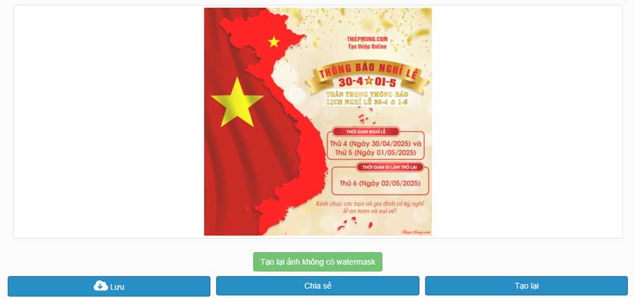 Hướng dẫn tạo thông báo nghỉ lễ 30/4 và 1/5 trên Thiệp Mừng cực kỳ đơn giản