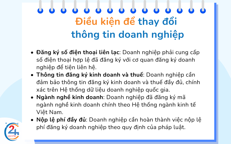 Điều kiện để thay đổi thông tin doanh nghiệp