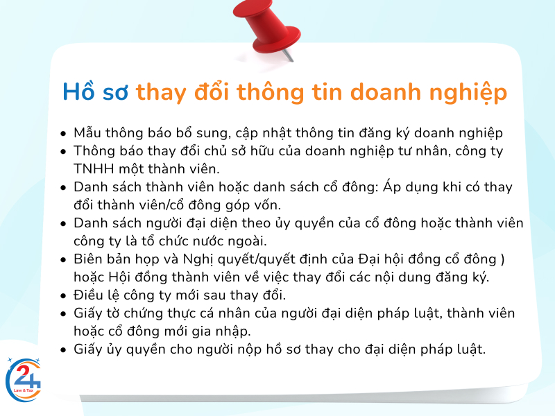 Hồ sơ thay đổi thông tin doanh nghiệp