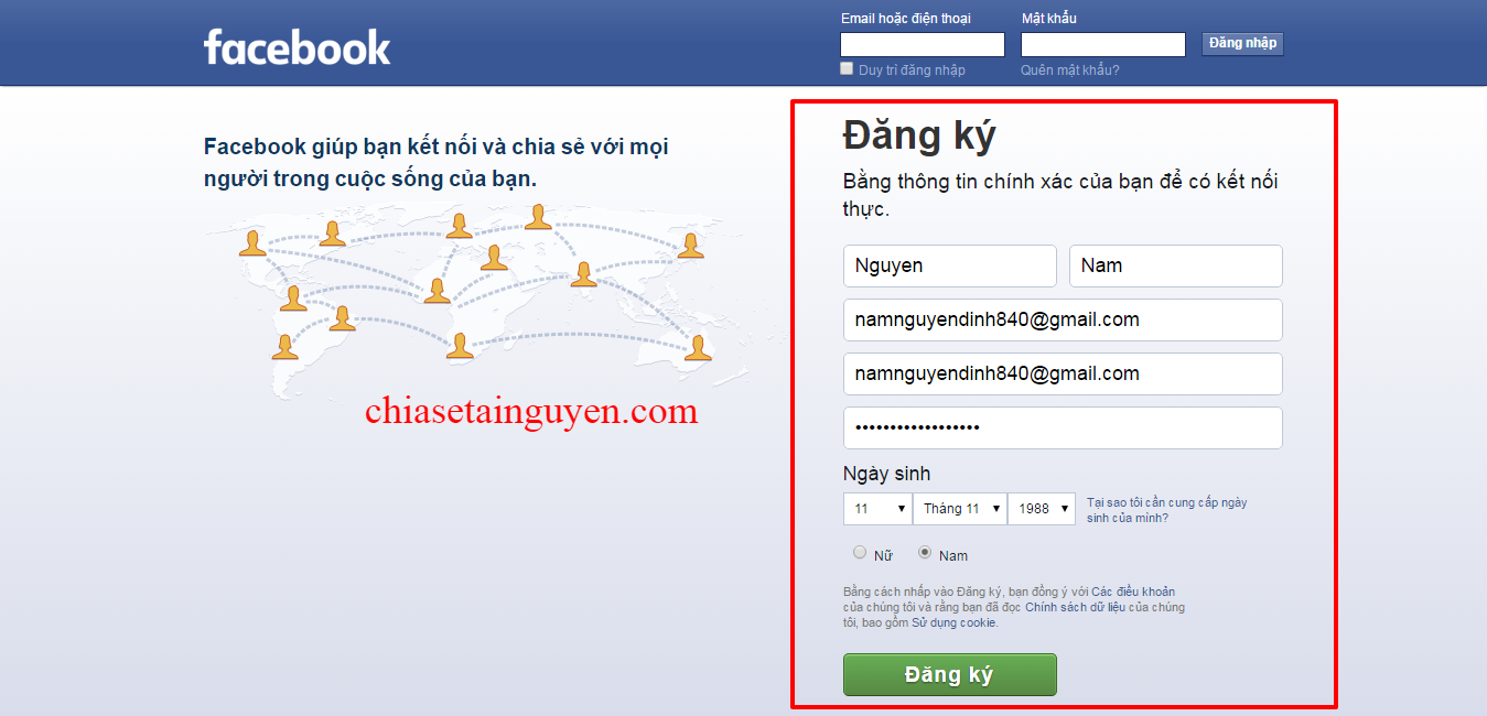 huong dan dang ky nick facebook, tao nick facebook