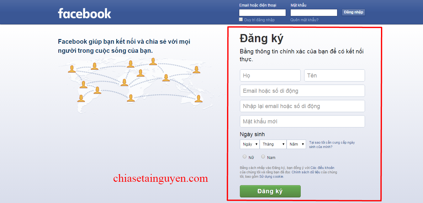 huong dan dang ky facebook, tao nick facebook don gian