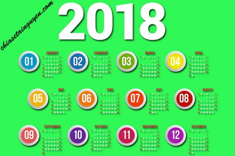 Tải miễn phí bộ clipart lịch năm 2018