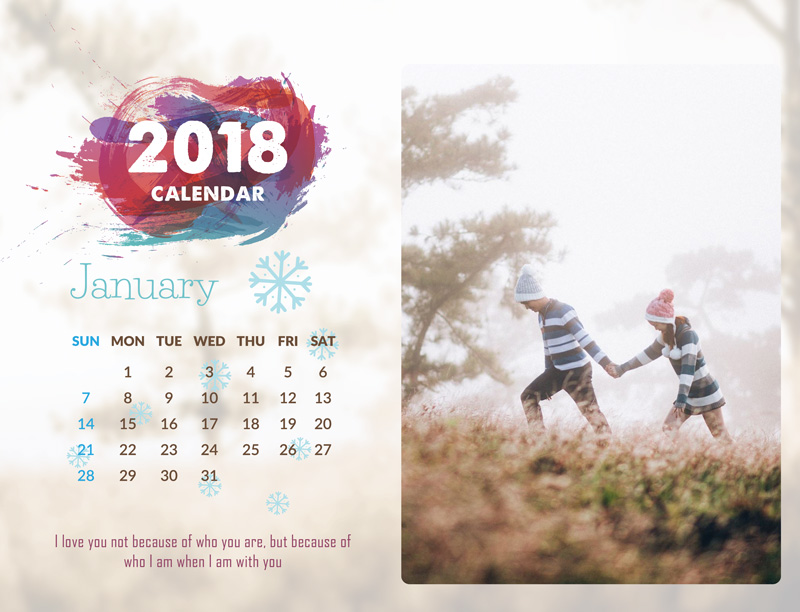 Chia sẻ bộ PSD thiết kế lịch để bàn 2018 đủ 12 tháng