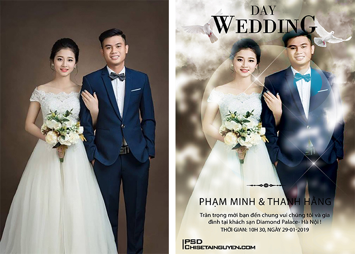 PSD thiệp cưới - Download mẫu poster thiệp cưới hiện đại đẹp lung linh