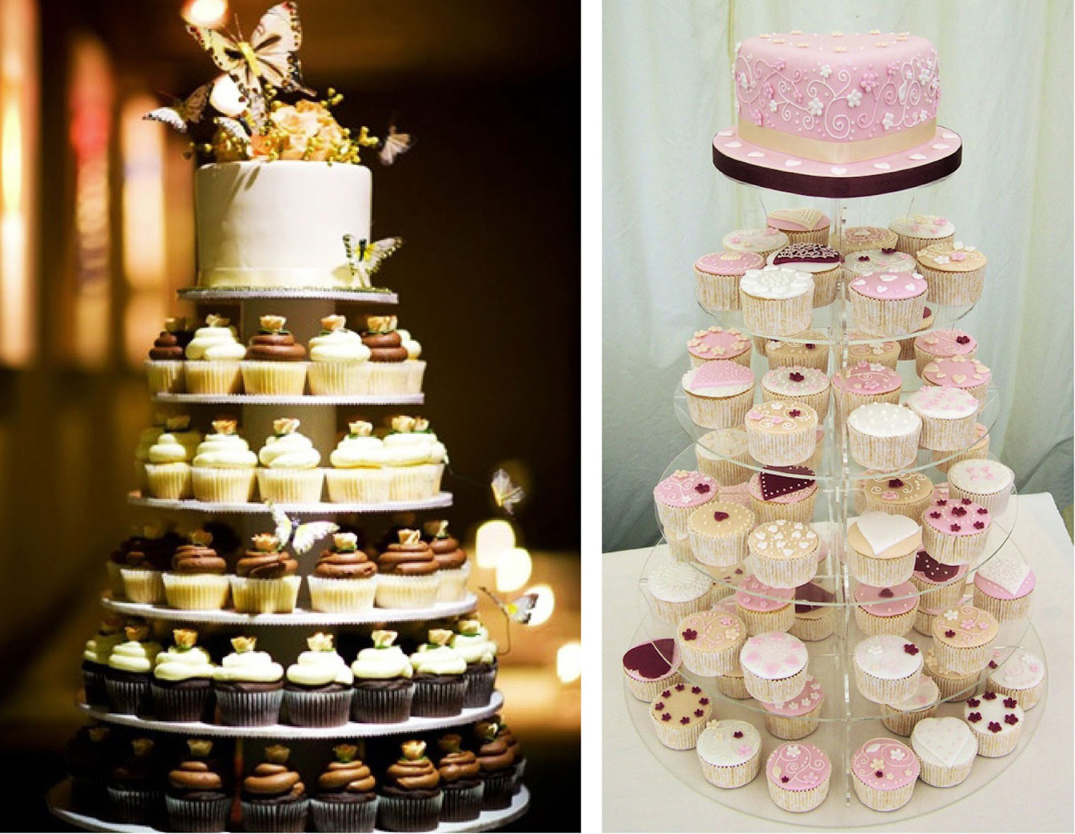 Tháp bánh cưới cupcake đẹp như mơ cho một đám cưới hoàn hảo