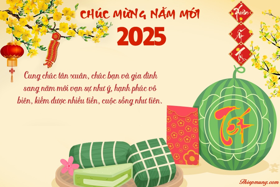 99+ Mẫu thiệp chúc tết, chúc mừng năm mới 2025 ấn tượng