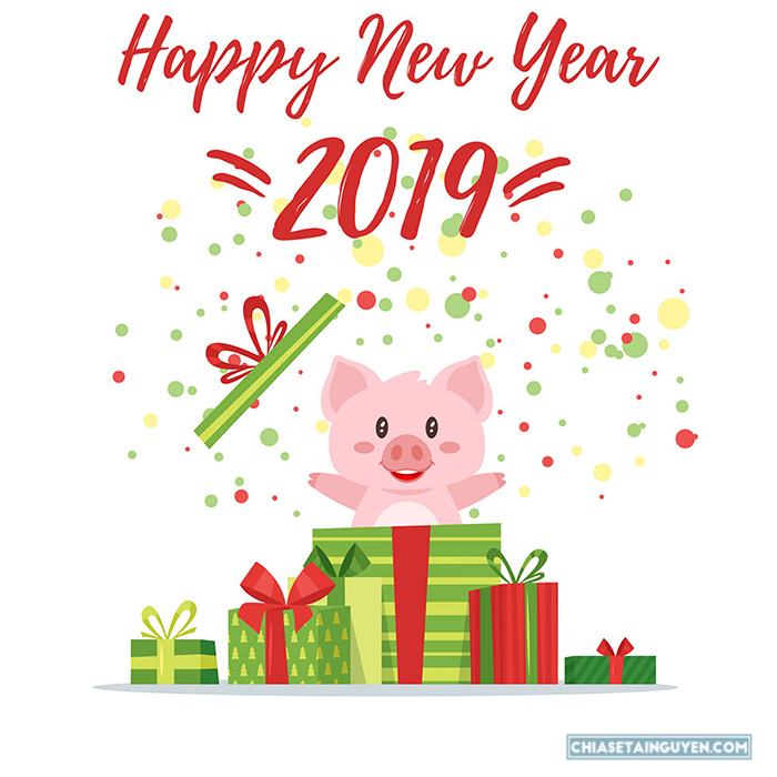 Chia sẻ file Vector heo tết 2019 - Happy New Year Pig Vector cực dễ thương 