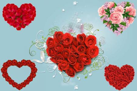 Chia sẻ bộ clipart trái tim bằng hoa hồng cho các thiết kế về tình yêu