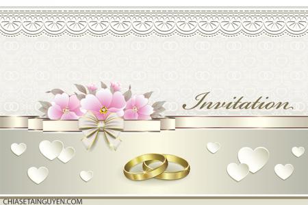 Download vector thiệp mời đám cưới sang trọng với nhẫn vàng
