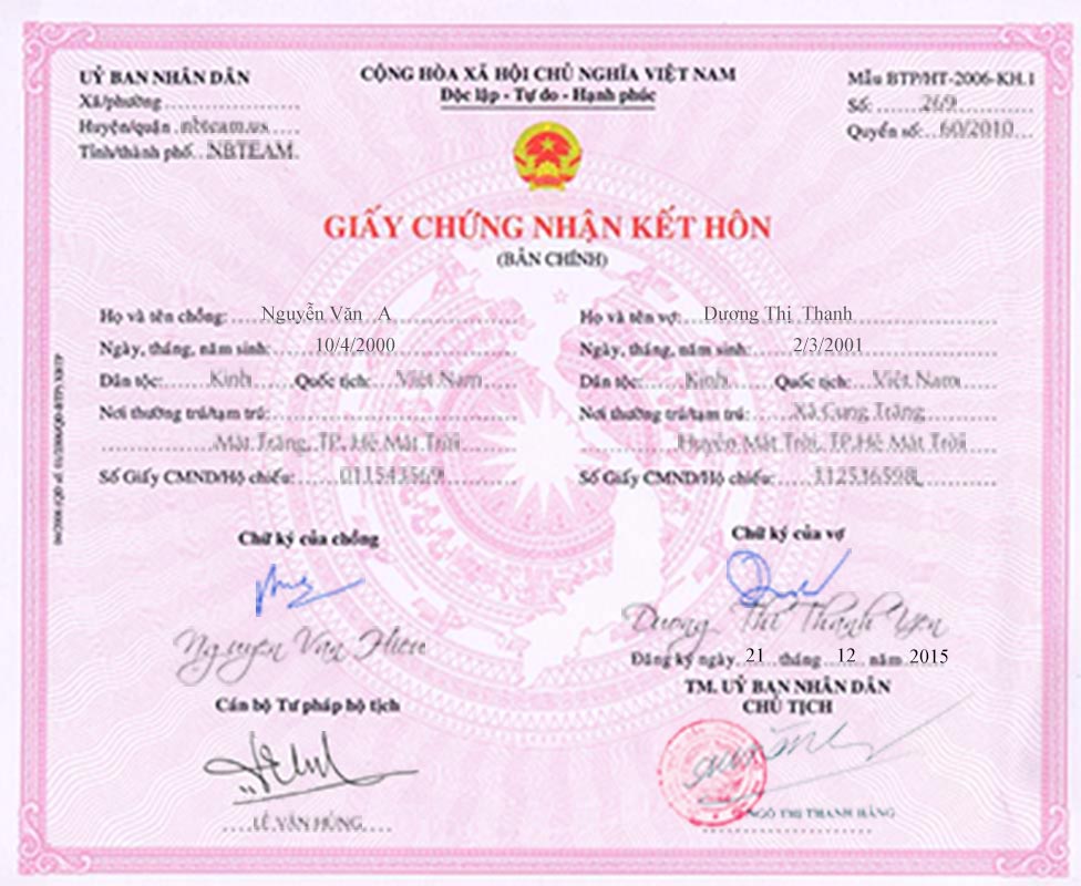 Chia sẻ file PSD giấy chứng nhận đăng ký kết hôn